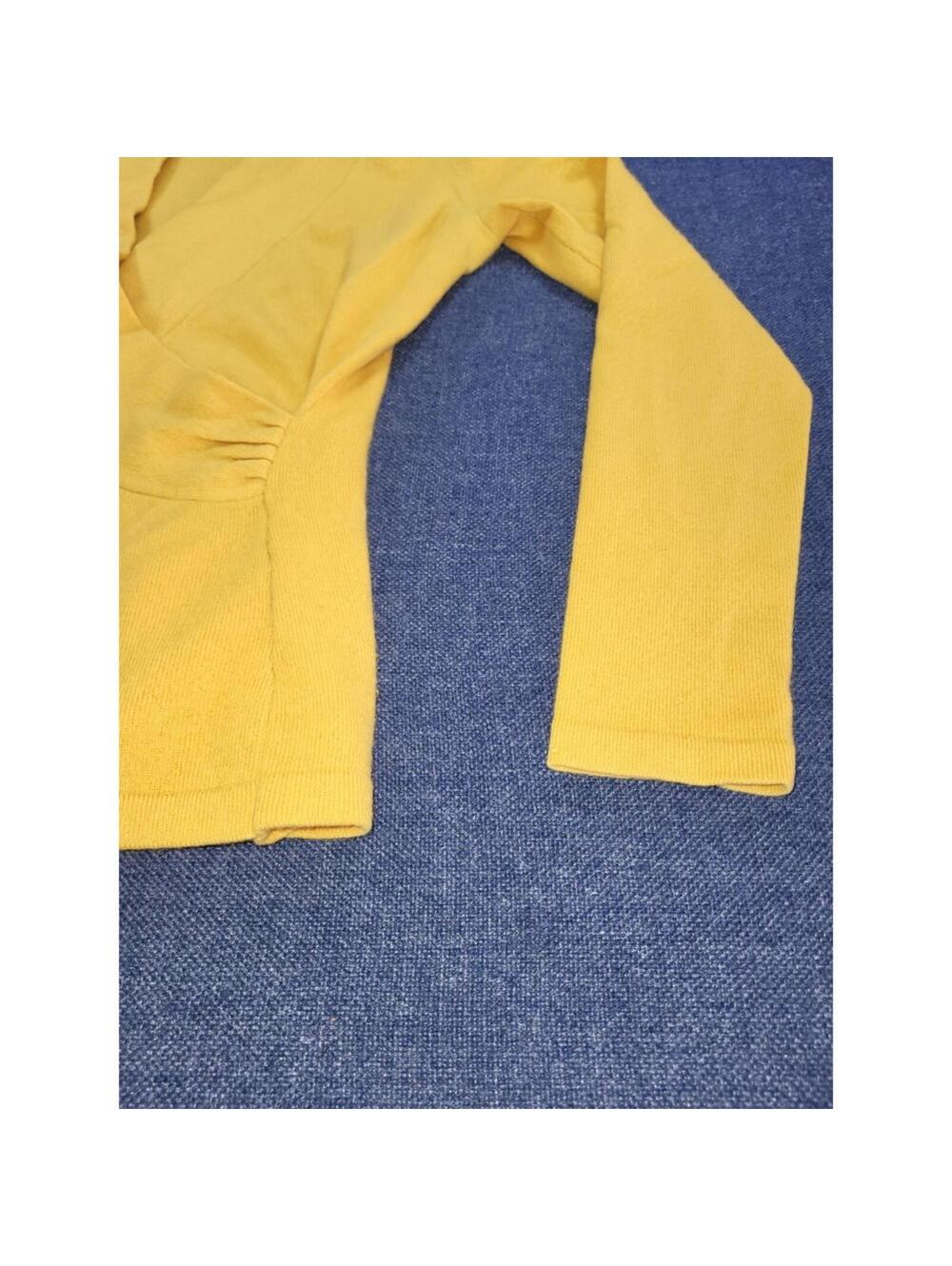 Saks Fifth Avenue Yellow Wrap Sweater Women's Small V-Neck Long Sleeve - Picture 3 of 9
